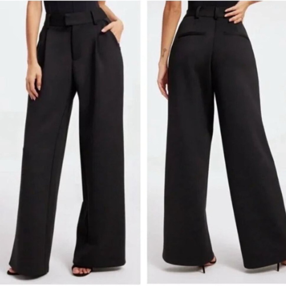 Good American Knit Pleated Wide Leg Trousers- currently on sale